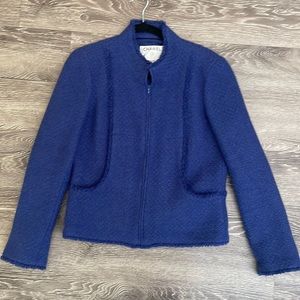 Chanel Wool Angora Zip Up Jacket